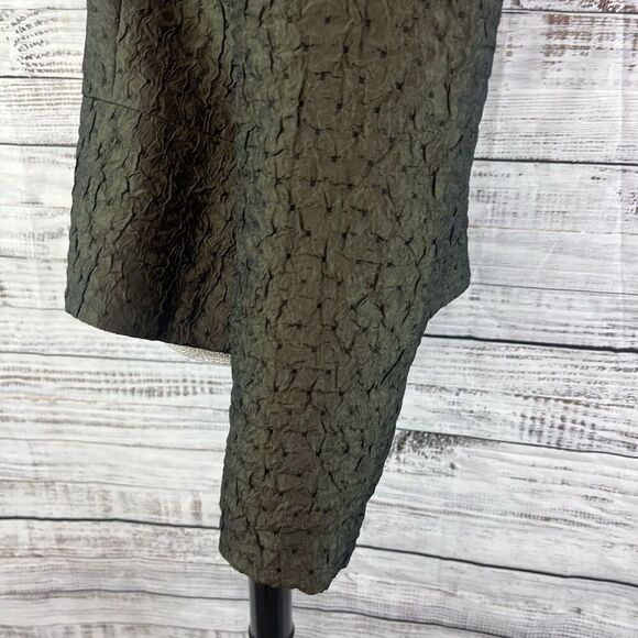 Coldwater Creek Blazer Jacket size Medium Olive Army Green Crinkle Shimmery - Picture 10 of 12